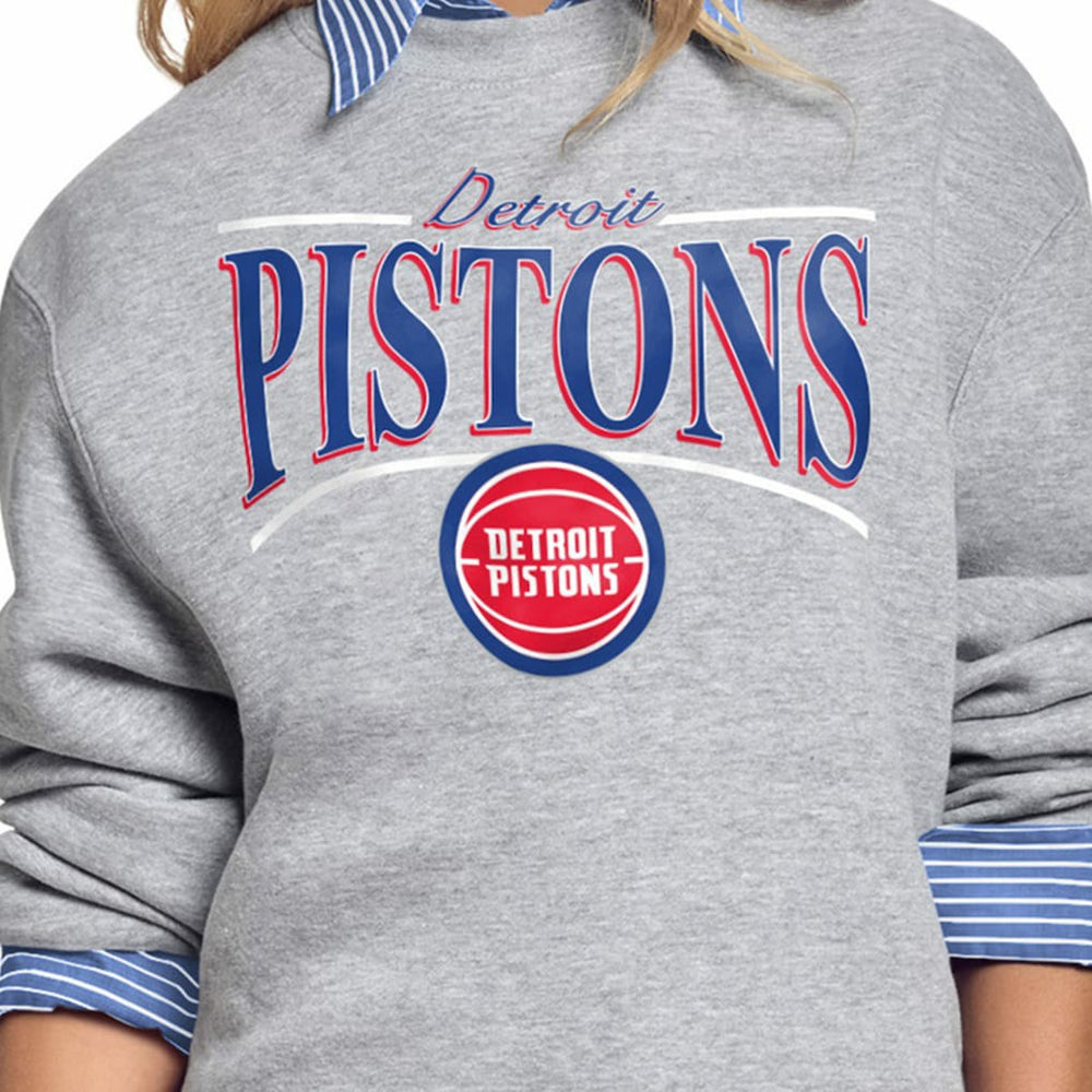 NBA - Detroit Pistons Starter Women's Arch Stripe Fleece Crewneck Sweatshirt - Gray