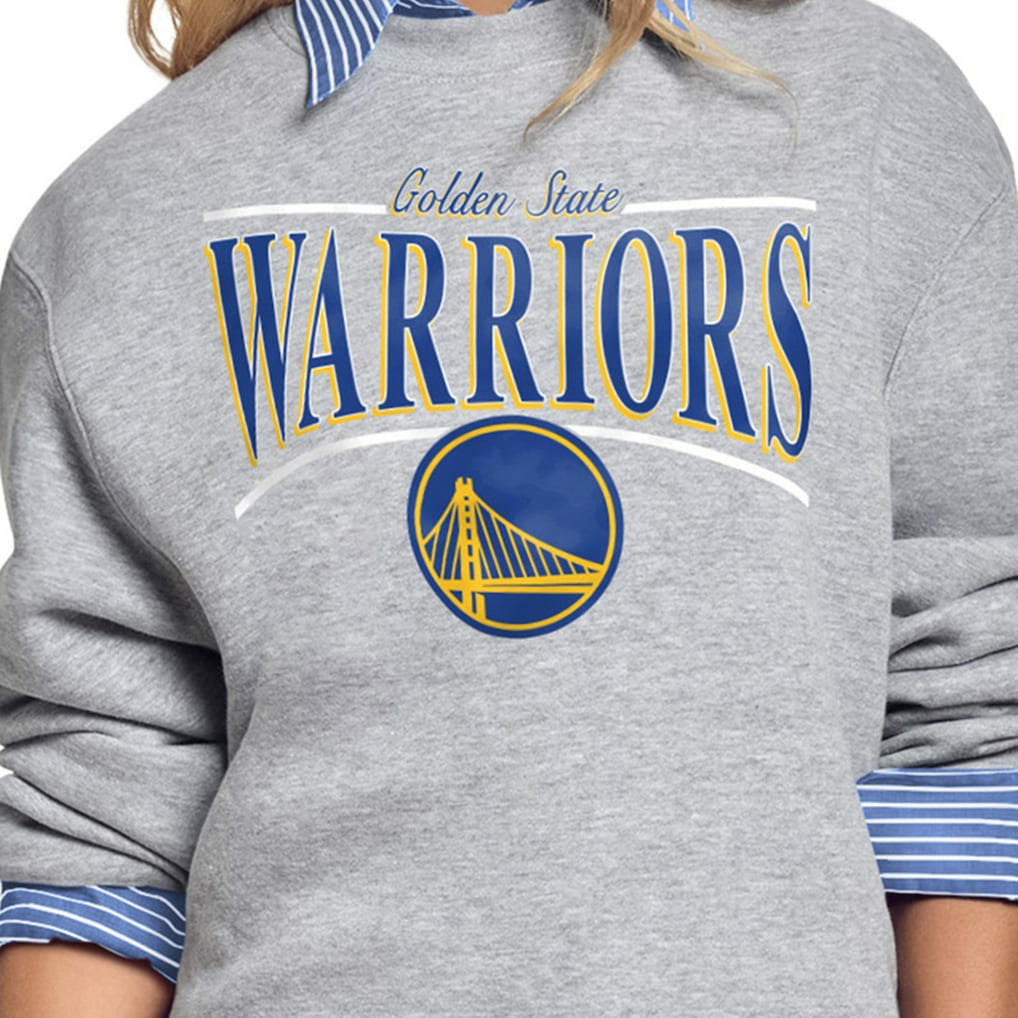NBA - Golden State Warriors Starter Women's Arch Stripe Fleece Crewneck Sweatshirt - Gray