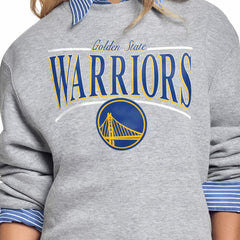 NBA - Golden State Warriors Starter Women's Arch Stripe Fleece Crewneck Sweatshirt - Gray