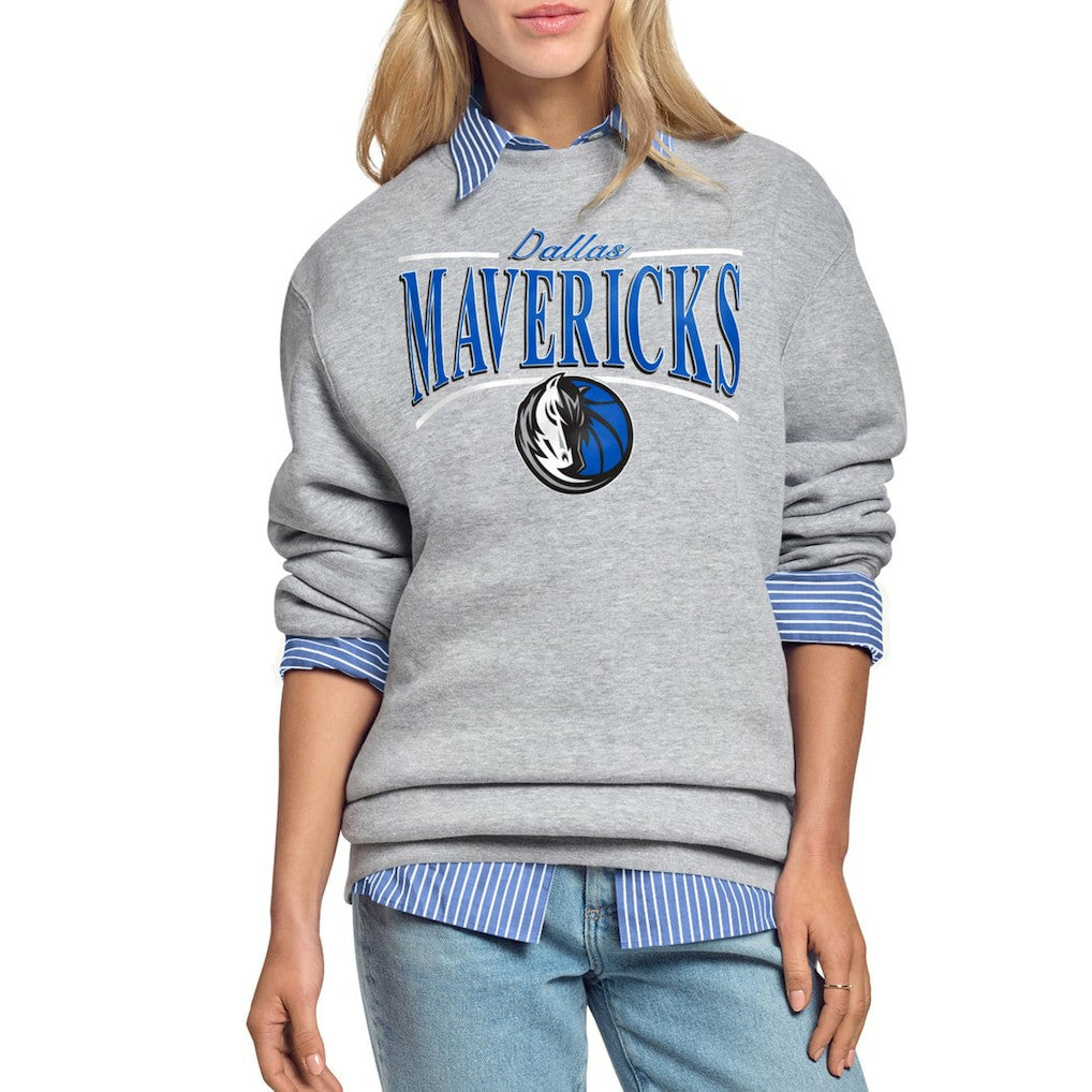 NBA - Dallas Mavericks Starter Women's Arch Stripe Fleece Crewneck Sweatshirt - Gray