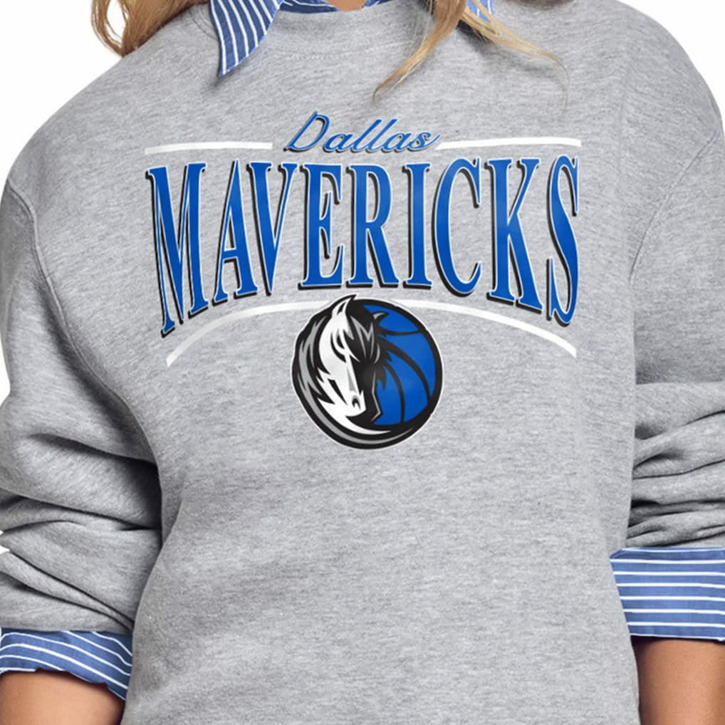 NBA - Dallas Mavericks Starter Women's Arch Stripe Fleece Crewneck Sweatshirt - Gray