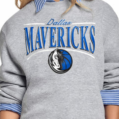 NBA - Dallas Mavericks Starter Women's Arch Stripe Fleece Crewneck Sweatshirt - Gray