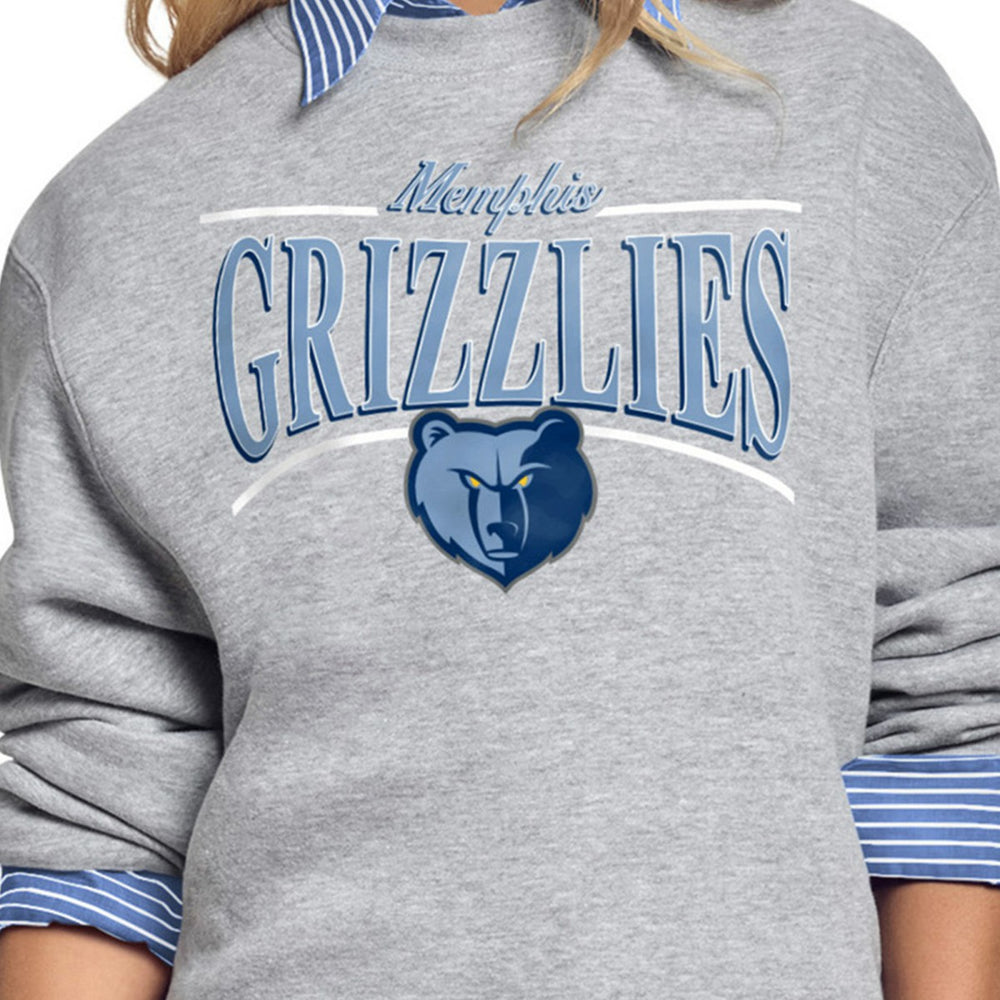 NBA - Memphis Grizzlies Starter Women's Arch Stripe Fleece Crewneck Sweatshirt - Gray