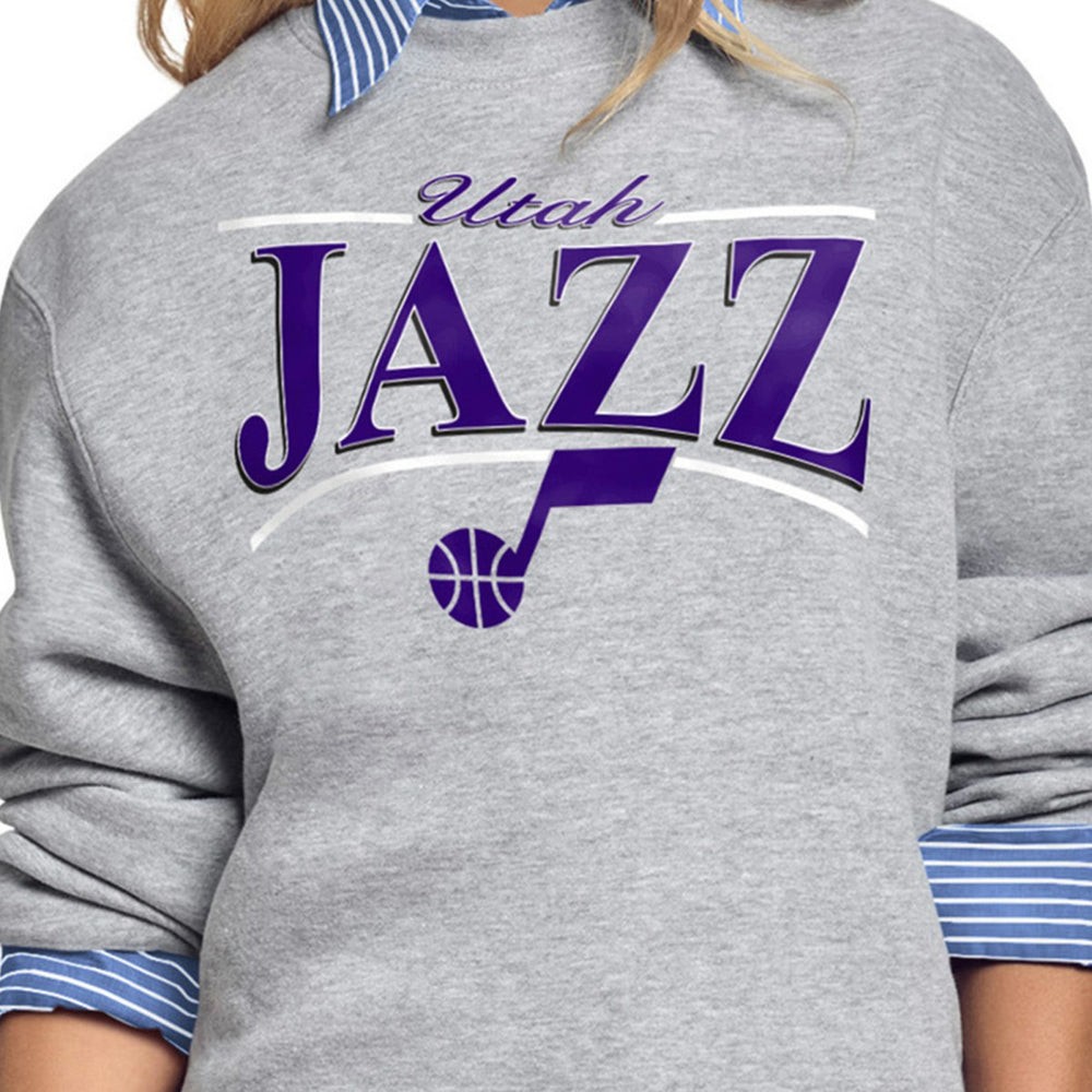 NBA - Utah Jazz Starter Women's Arch Stripe Fleece Crewneck Sweatshirt - Gray