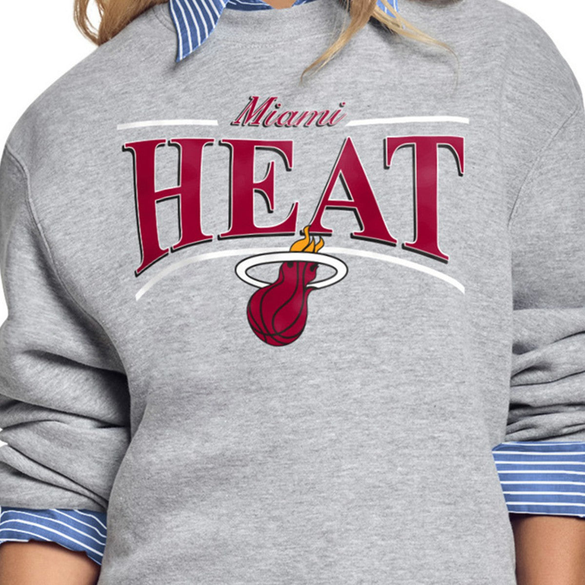 NBA - Miami Heat Starter Women's Arch Stripe Fleece Crewneck Sweatshirt - Gray
