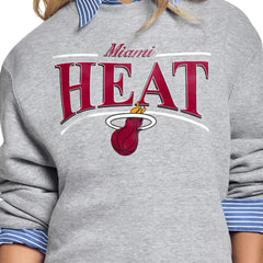 NBA - Miami Heat Starter Women's Arch Stripe Fleece Crewneck Sweatshirt - Gray