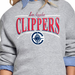 NBA - LA Clippers Starter Women's Arch Stripe Fleece Crewneck Sweatshirt - Gray