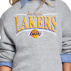 NBA - Los Angeles Lakers Starter Women's Arch Stripe Fleece Crewneck Sweatshirt - Gray