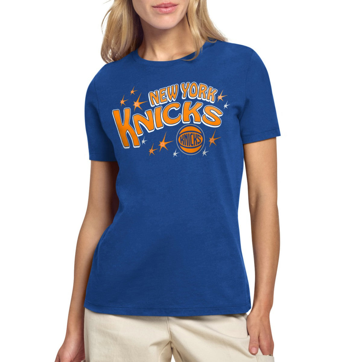 NBA - New York Knicks Starter Women's Fireworks T-Shirt - Blue