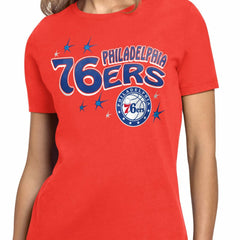 NBA - Philadelphia 76ers Starter Women's Fireworks T-Shirt - Red