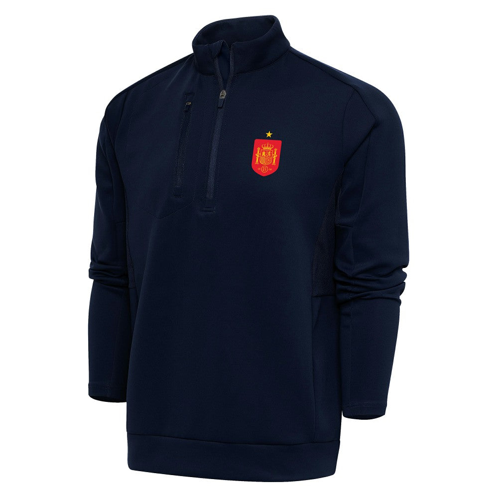 Spain National Team Antigua Genesis Quarter-Zip Pullover - Navy