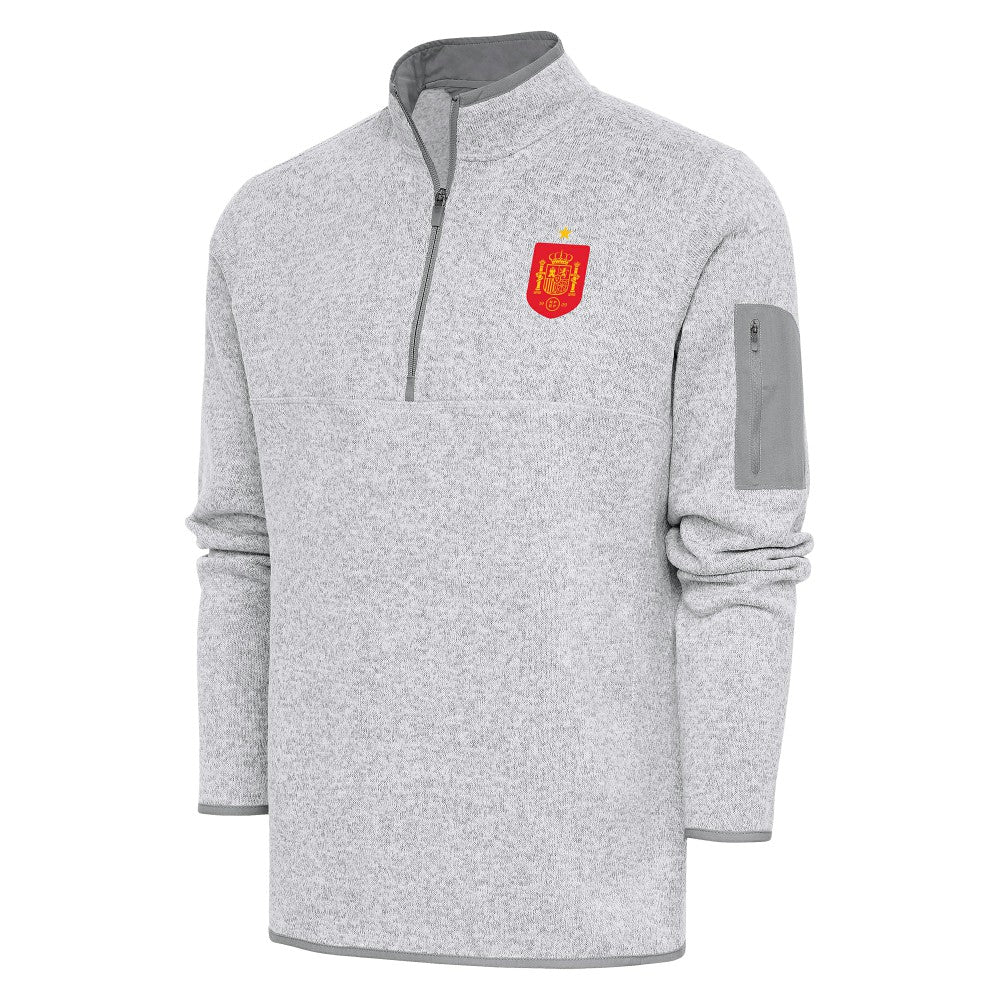 Spain National Team Antigua Elevate Quarter-Zip Pullover - Heather Gray