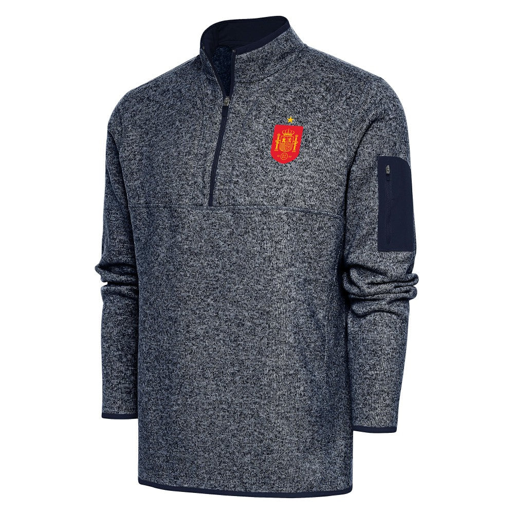 Spain National Team Antigua Elevate Quarter-Zip Pullover - Heather Navy