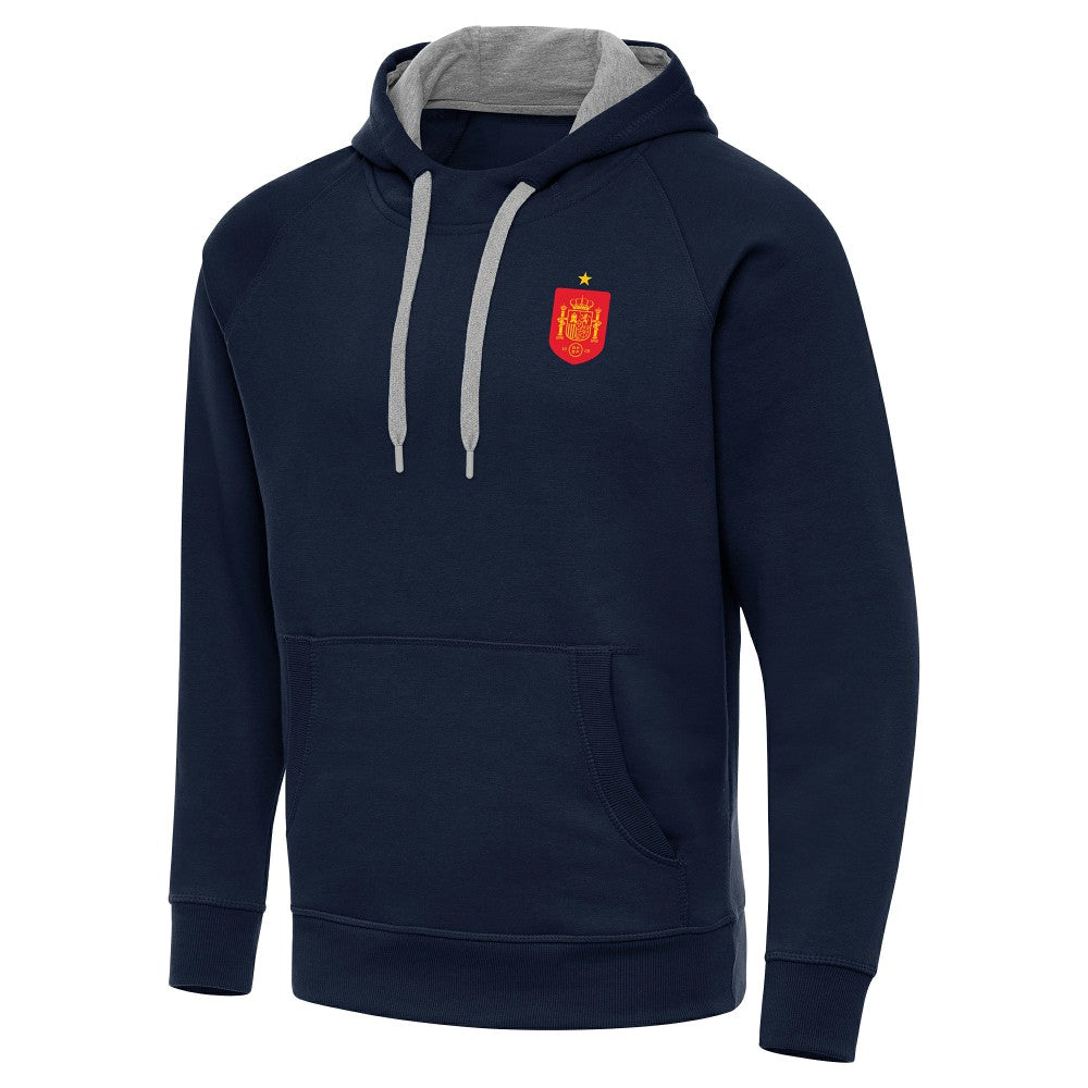 Spain National Team Antigua Takeover Fleece Raglan Hoodie - Navy