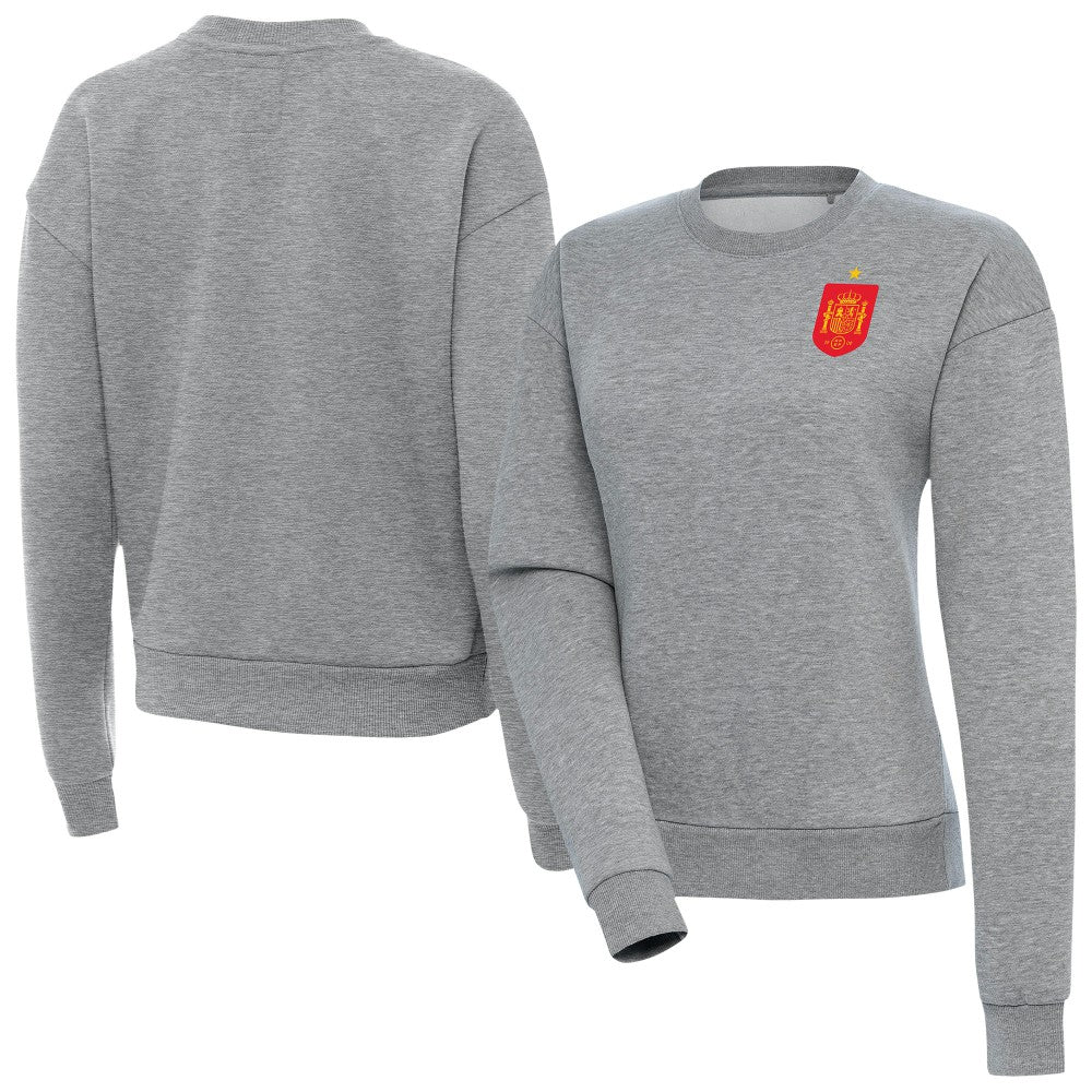 Spain National Team Antigua Women's Takeover Fleece Sweatshirt - Heather Gray