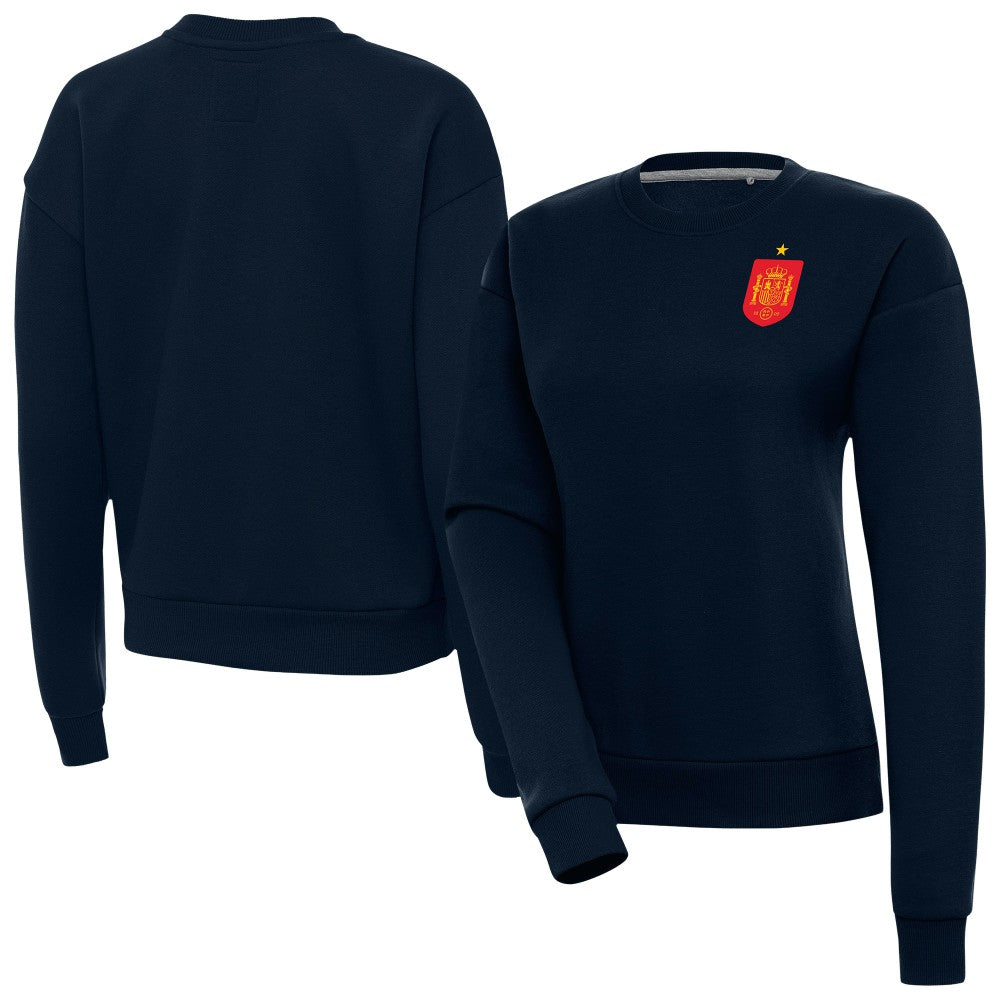Spain National Team Antigua Women's Takeover Fleece Sweatshirt - Navy