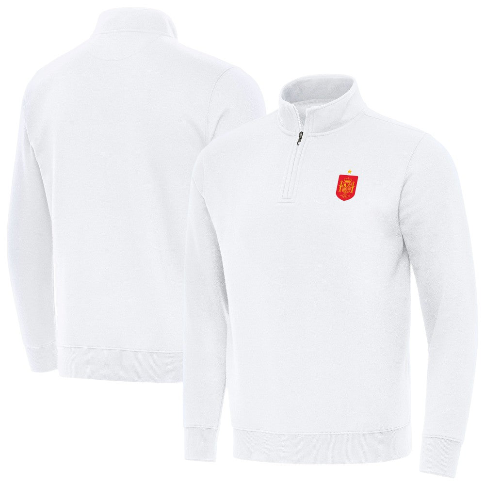 Spain National Team Antigua Landslide Quarter-Zip Pullover - White