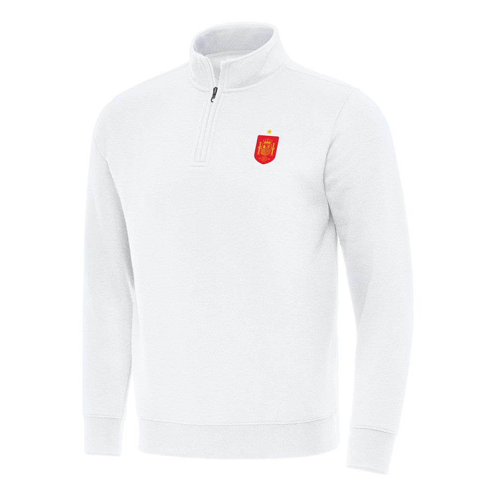 Spain National Team Antigua Landslide Quarter-Zip Pullover - White