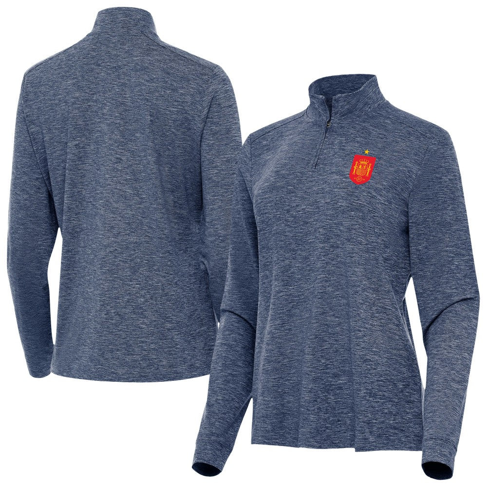 Spain National Team Antigua Women's Quarter-Zip Pullover - Heather Navy