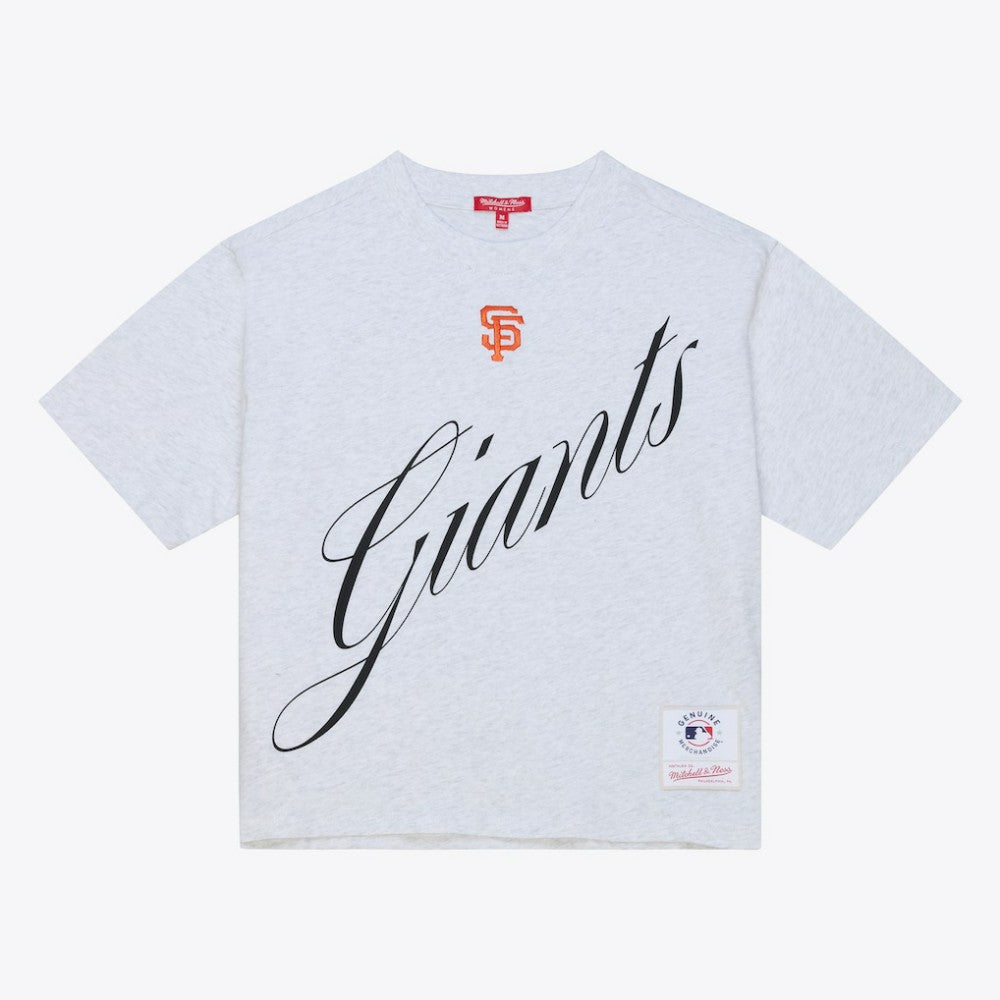 San Francisco Giants Mitchell & Ness Women's Script Cropped Boxy T-Shirt for sale