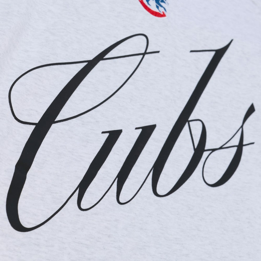 Chicago Cubs Mitchell & Ness Women's Script Cropped Boxy T-Shirt Lifestyle