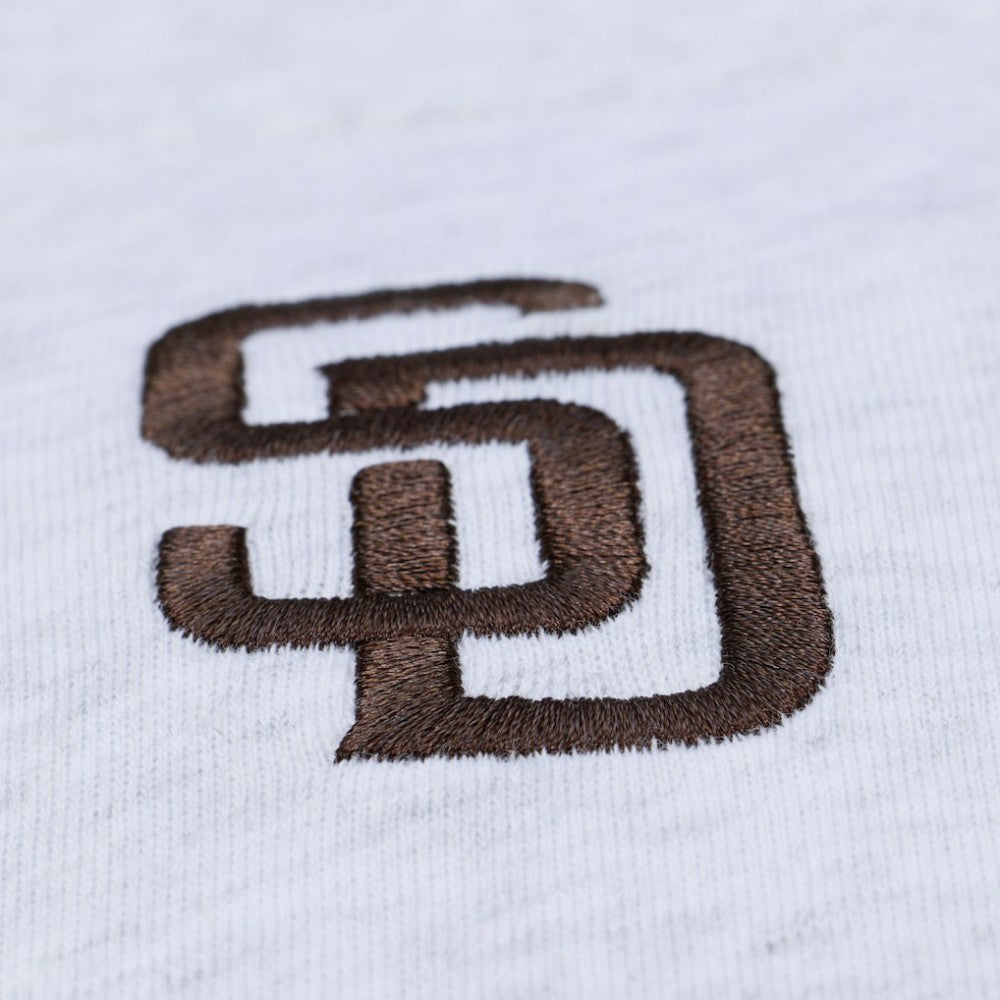 San Diego Padres Mitchell & Ness Women's Script Cropped Boxy T-Shirt Lifestyle