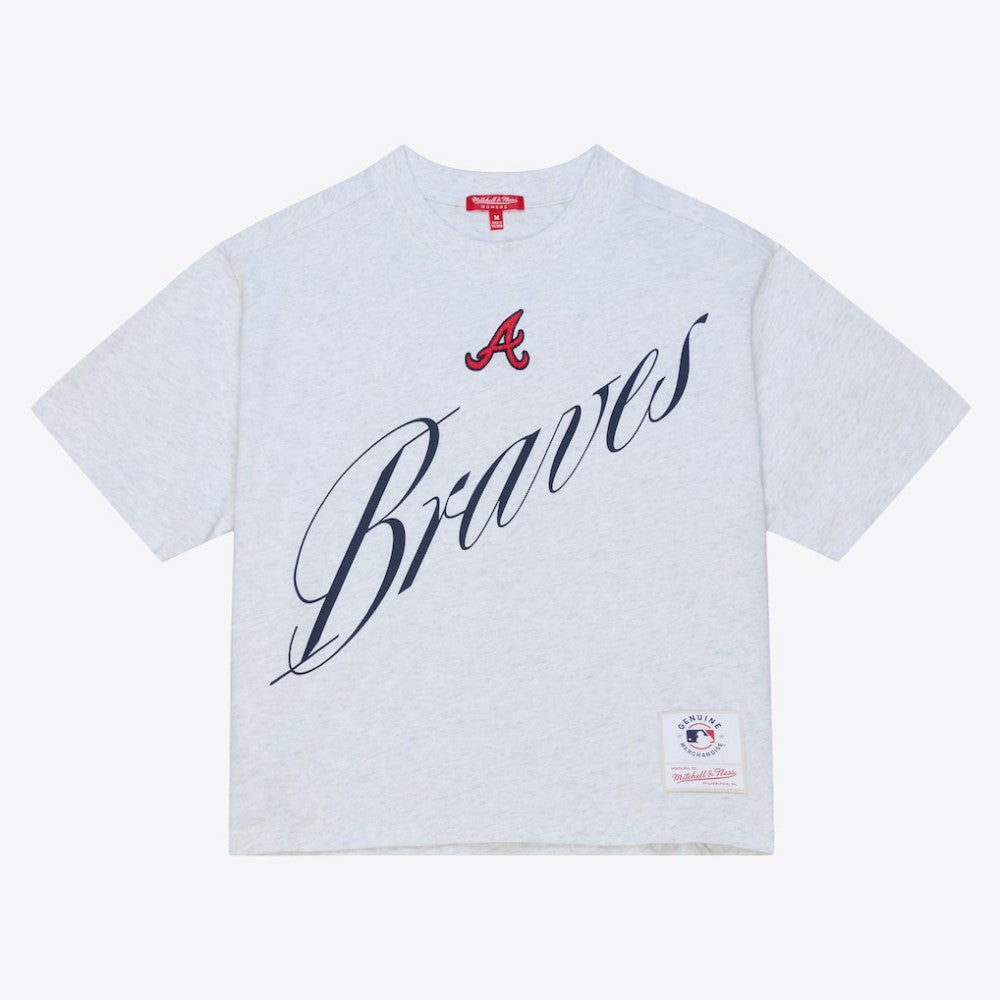 Atlanta Braves Mitchell & Ness Women's Script Cropped Boxy T-Shirt Lifestyle