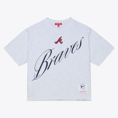 Atlanta Braves Mitchell & Ness Women's Script Cropped Boxy T-Shirt Lifestyle