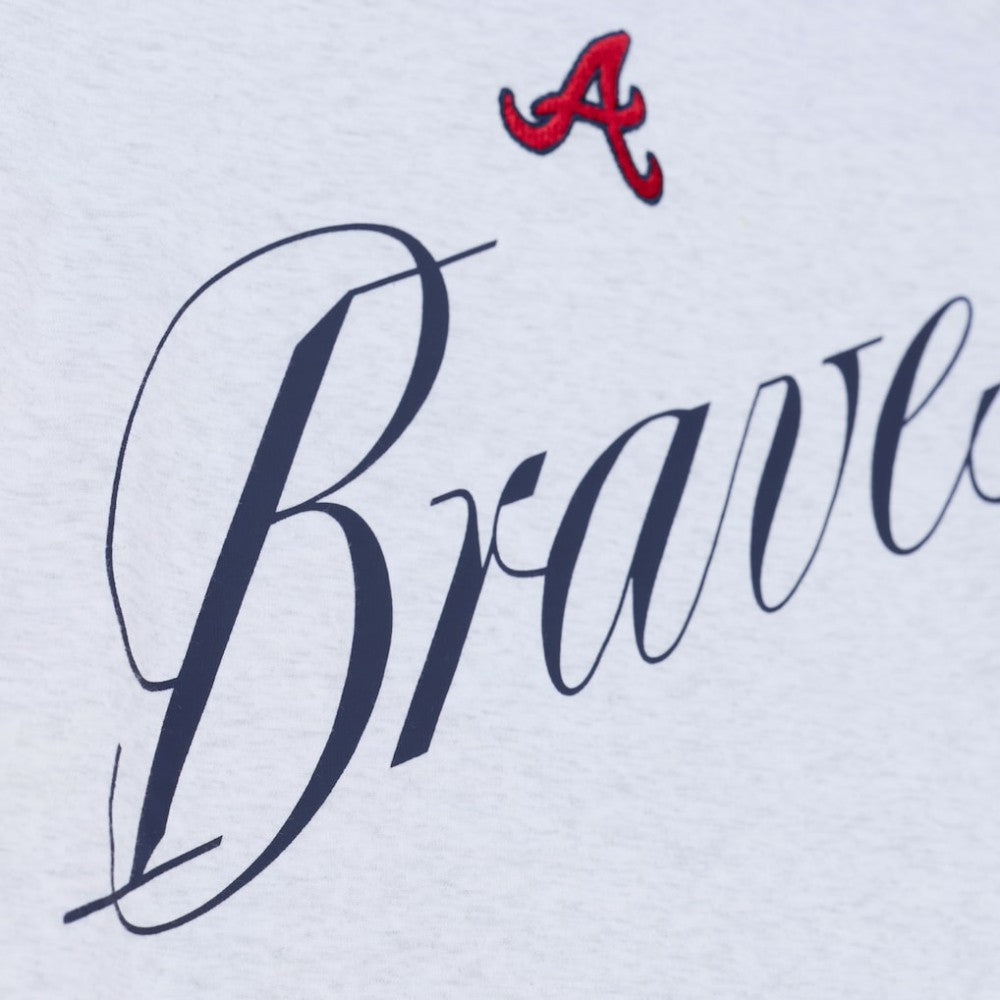 Atlanta Braves Mitchell & Ness Women's Script Cropped Boxy T-Shirt Lifestyle
