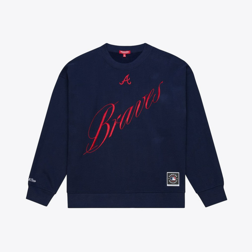 Atlanta Braves Mitchell & Ness Women's Script Sweatshirt for sale