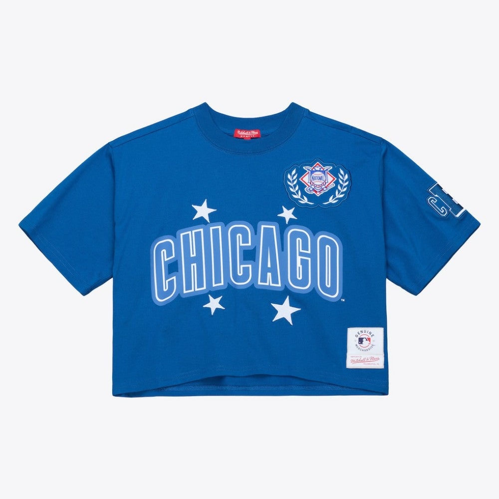 Chicago Cubs Mitchell & Ness Women's Pep Rally Cropped Boxy T-Shirt On Sale