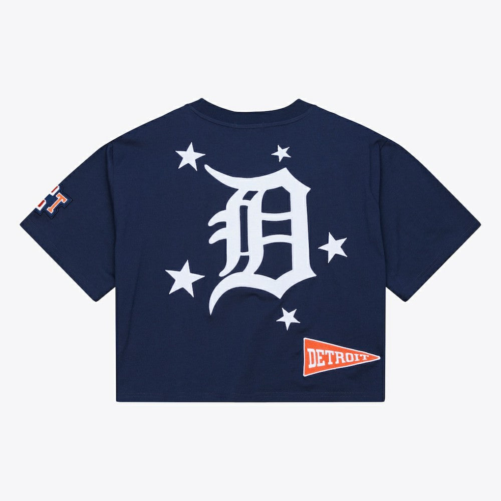 Detroit Tigers Mitchell & Ness Women's Pep Rally Cropped Boxy T-Shirt On Sale