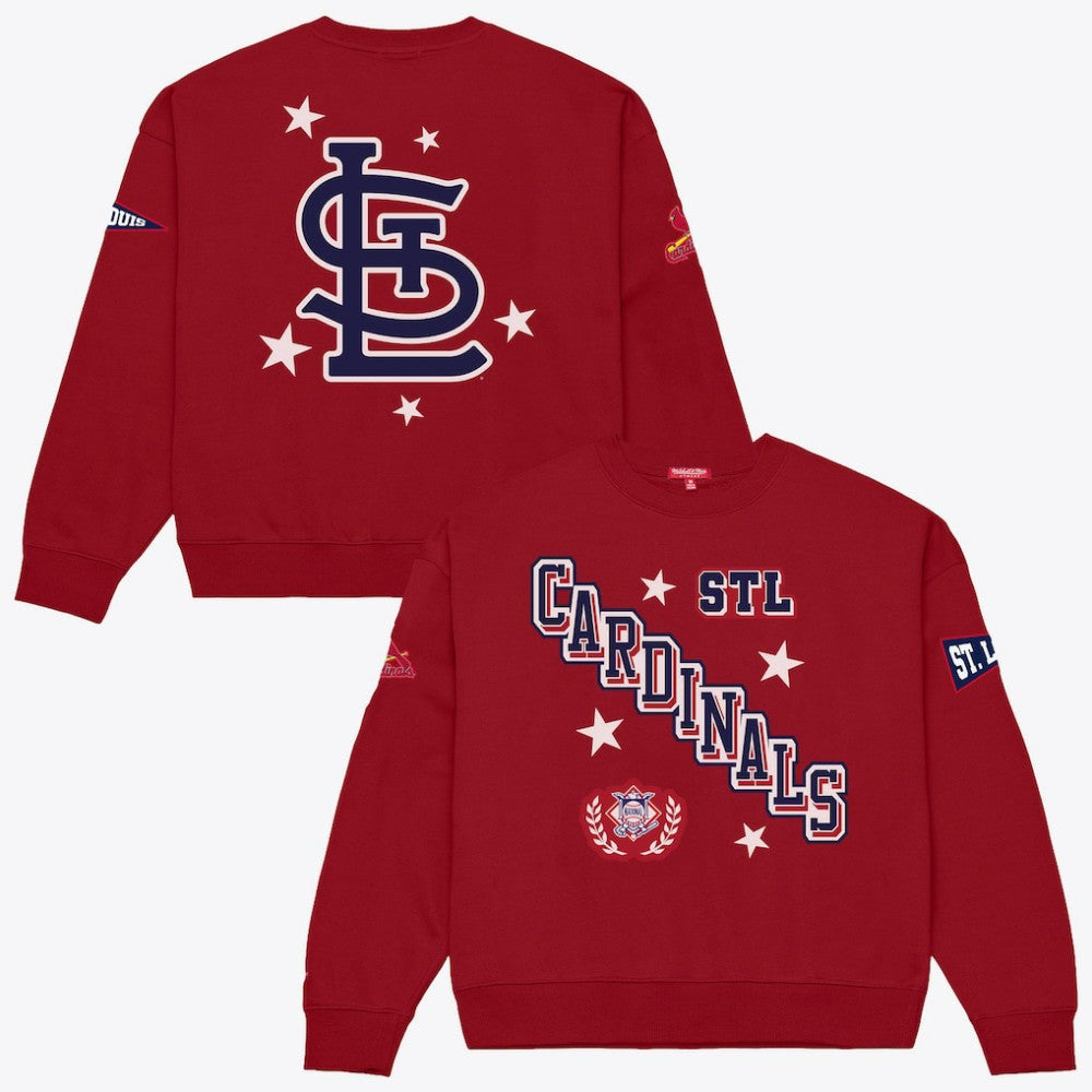 St. Louis Cardinals Mitchell & Ness Women's Pep Rally Sweatshirt Clearance