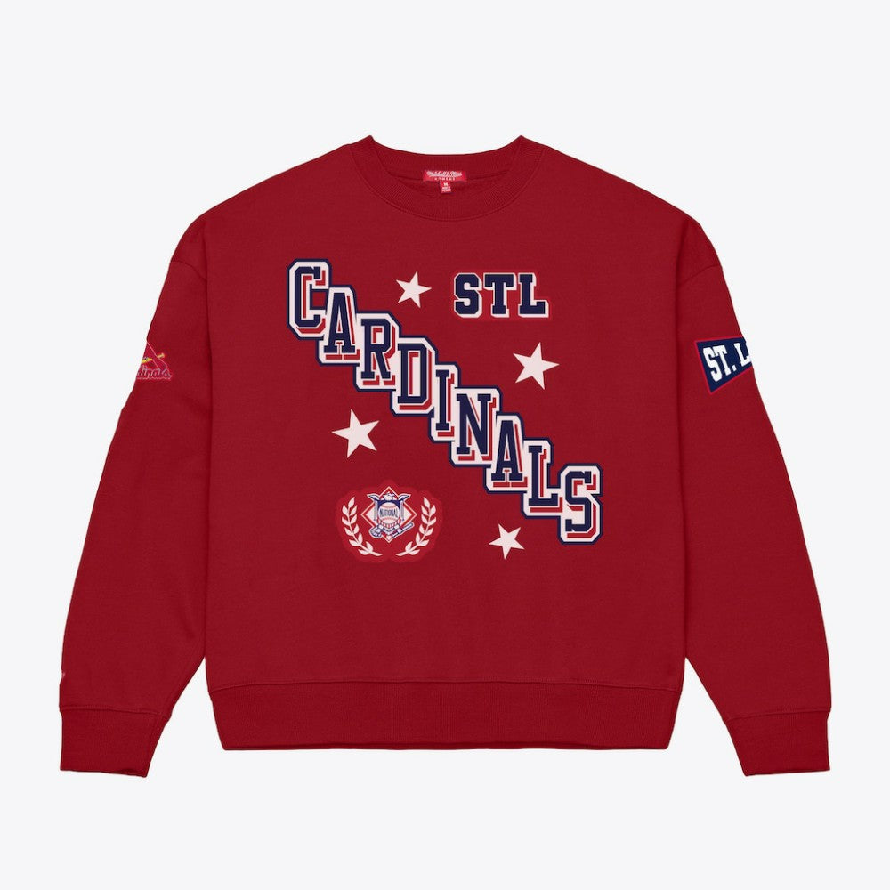 St. Louis Cardinals Mitchell & Ness Women's Pep Rally Sweatshirt Clearance