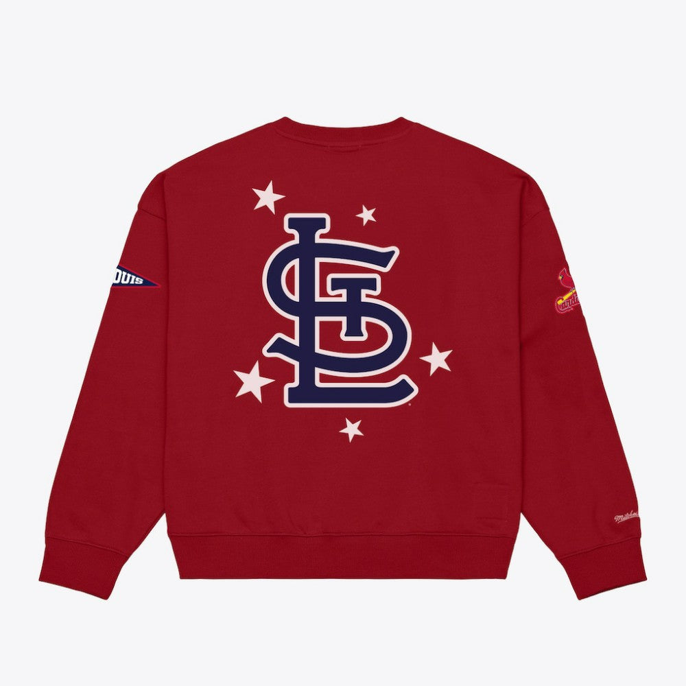 St. Louis Cardinals Mitchell & Ness Women's Pep Rally Sweatshirt Clearance