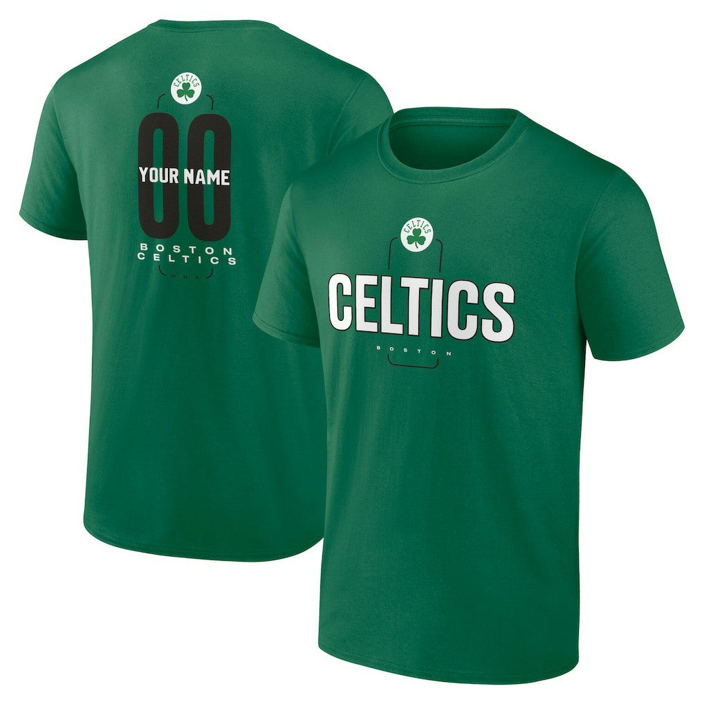 NBA - Boston Celtics Center Court Name & Number Custom T-Shirt - Kelly Green