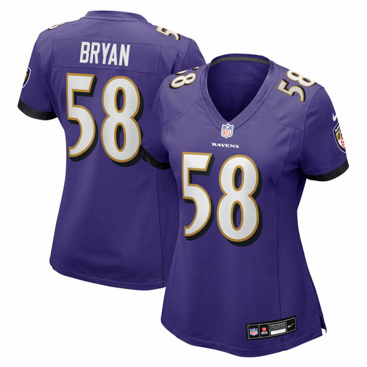 Taven Bryan Baltimore Ravens Women's Team Game Jersey - Purple | NFL Jerseys