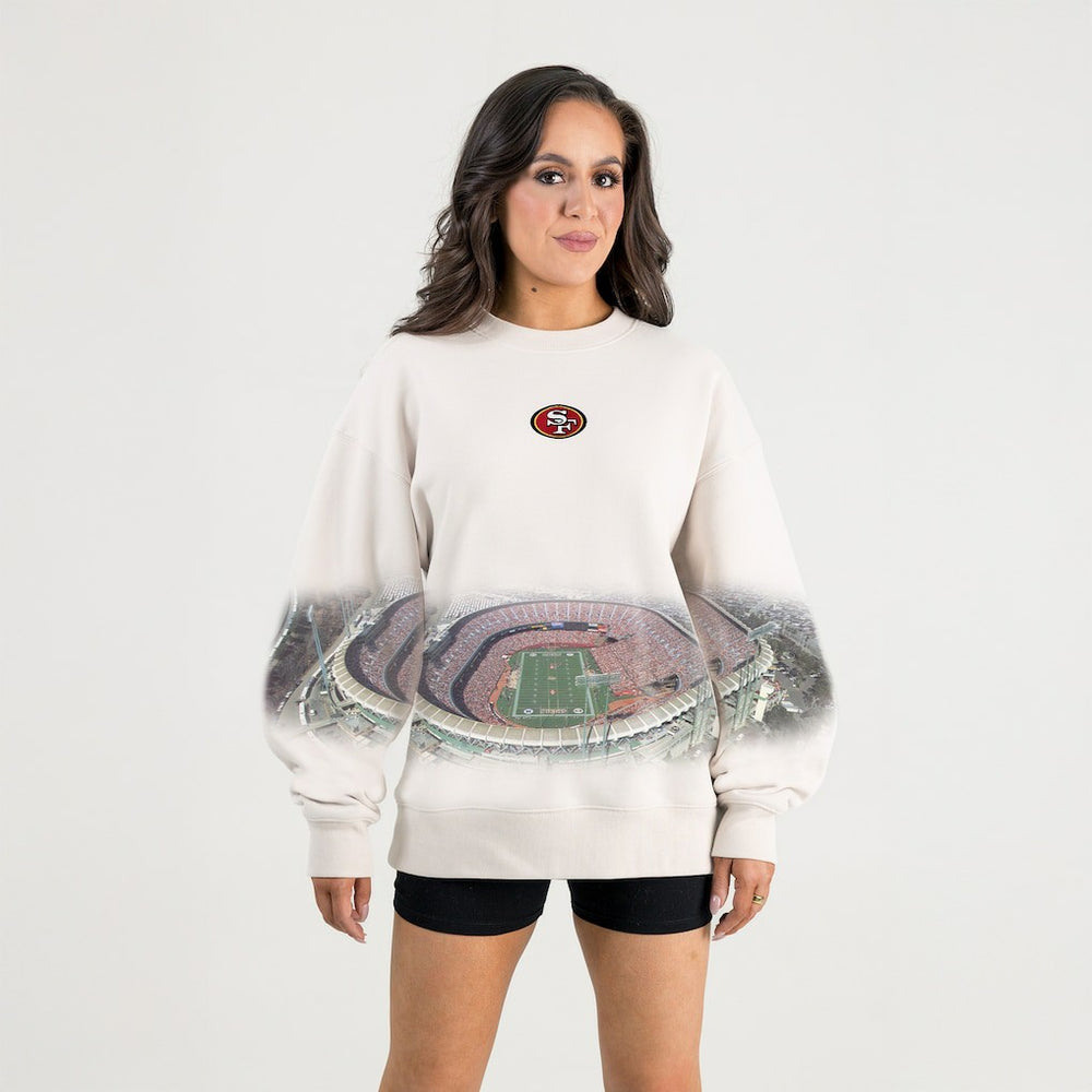 San Francisco 49ers Gameday Couture Women's Power Move Stadium Premium Drop Shoulder Sweatshirt Natural - NFL