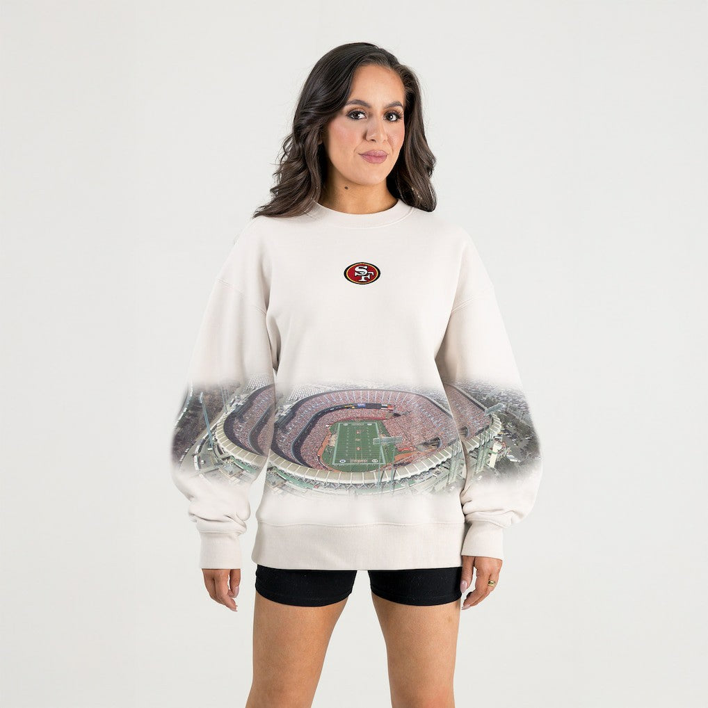 San Francisco 49ers Gameday Couture Women's Power Move Stadium Premium Drop Shoulder Sweatshirt Natural - NFL