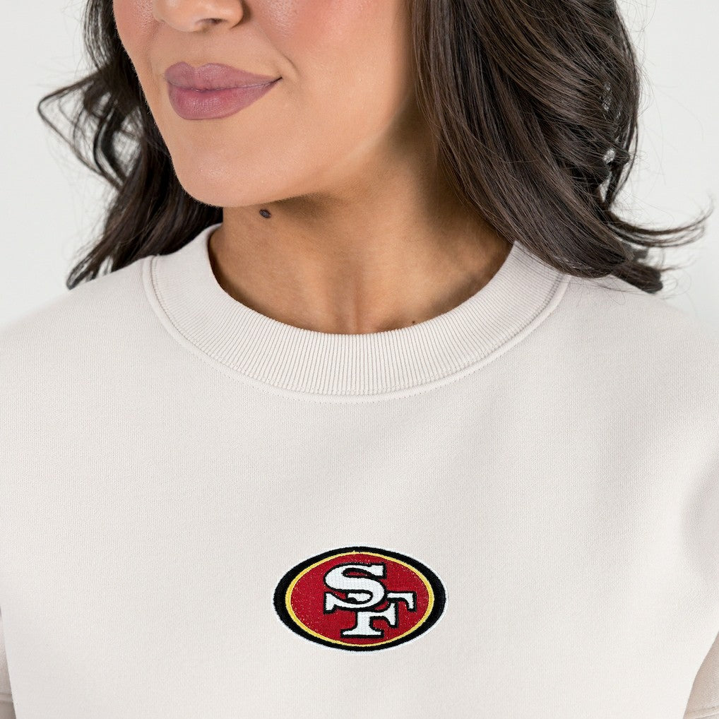 San Francisco 49ers Gameday Couture Women's Power Move Stadium Premium Drop Shoulder Sweatshirt Natural - NFL