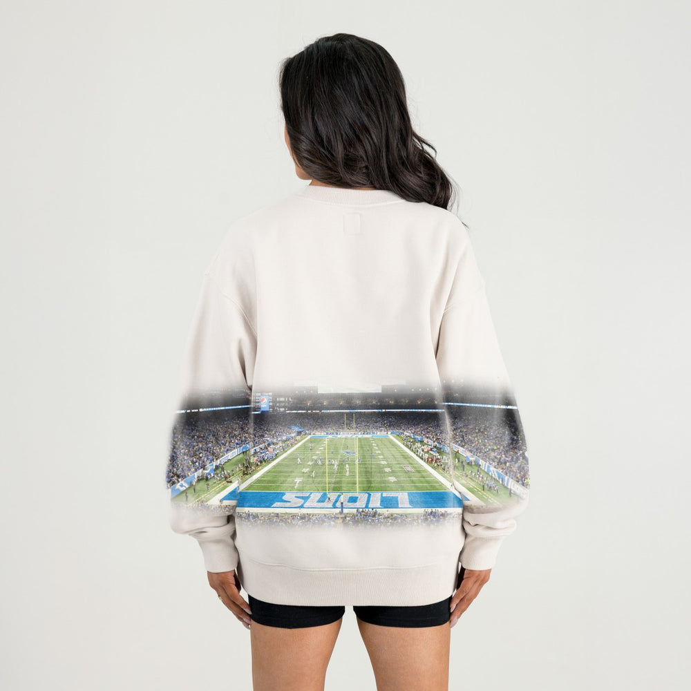 Detroit Lions Gameday Couture Women's Power Move Stadium Premium Drop Shoulder Sweatshirt Natural - NFL