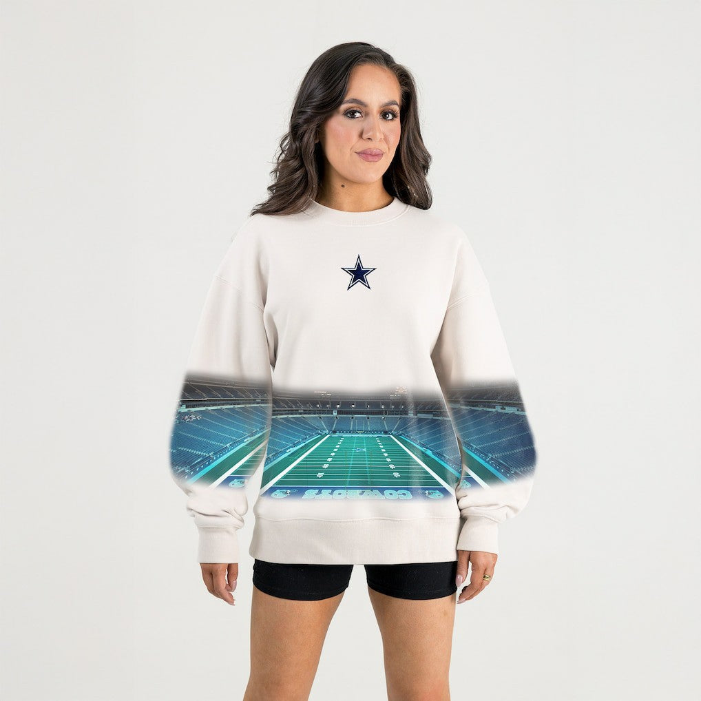 Dallas Cowboys Gameday Couture Women's Power Move Stadium Premium Drop Shoulder Sweatshirt Natural - NFL