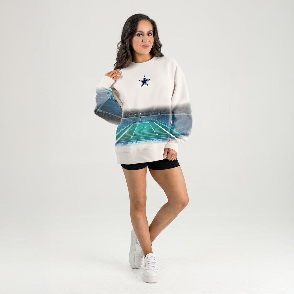 Dallas Cowboys Gameday Couture Women's Power Move Stadium Premium Drop Shoulder Sweatshirt Natural - NFL