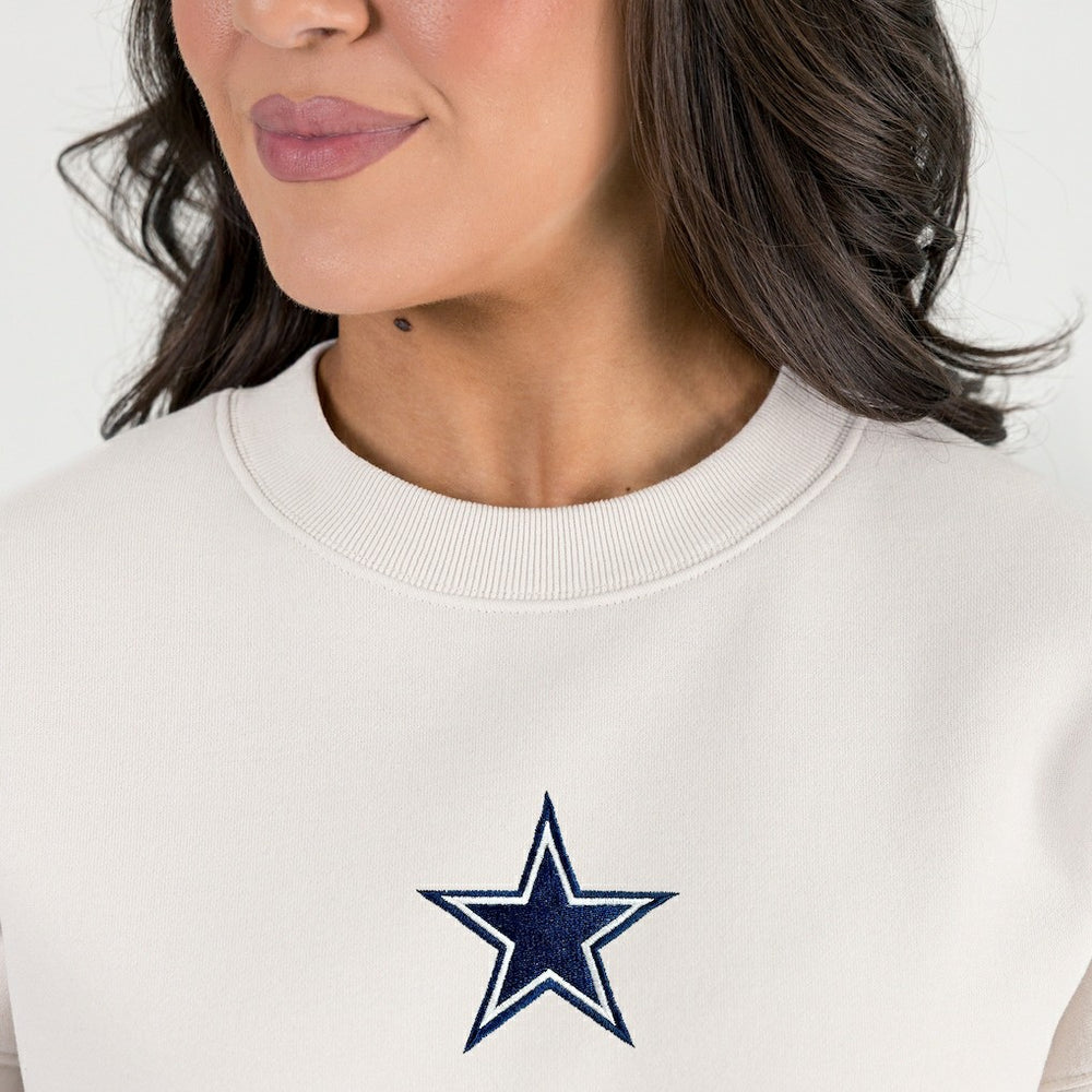Dallas Cowboys Gameday Couture Women's Power Move Stadium Premium Drop Shoulder Sweatshirt Natural - NFL