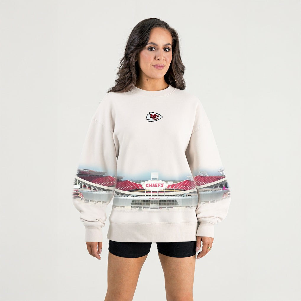 Kansas City Chiefs Gameday Couture Women's Power Move Stadium Premium Drop Shoulder Sweatshirt Natural - NFL