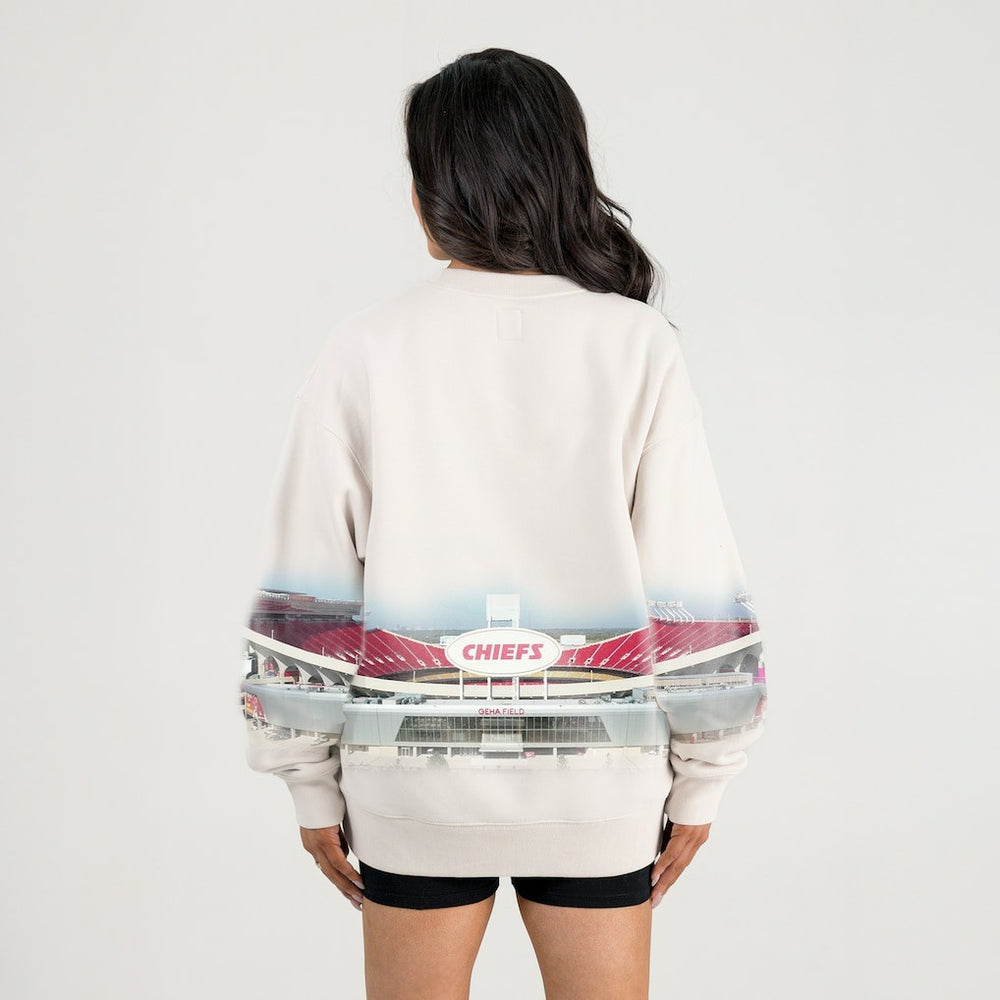 Kansas City Chiefs Gameday Couture Women's Power Move Stadium Premium Drop Shoulder Sweatshirt Natural - NFL