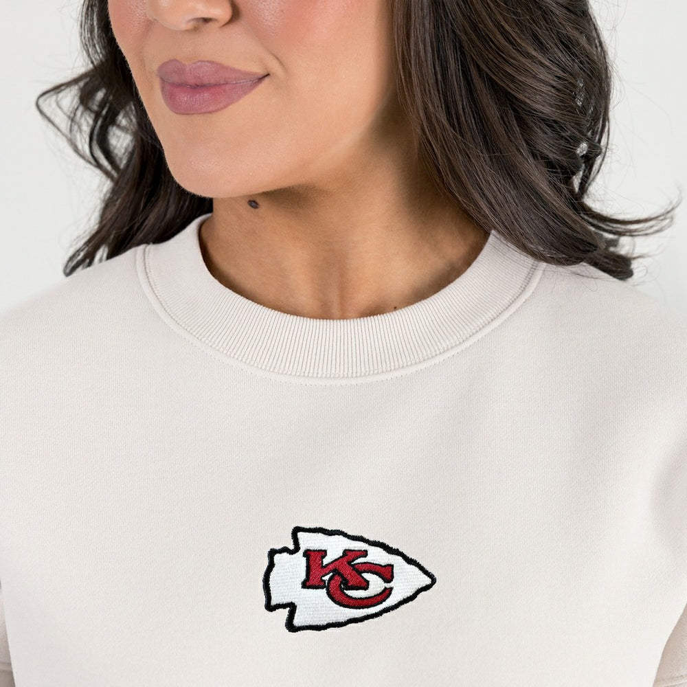 Kansas City Chiefs Gameday Couture Women's Power Move Stadium Premium Drop Shoulder Sweatshirt Natural - NFL