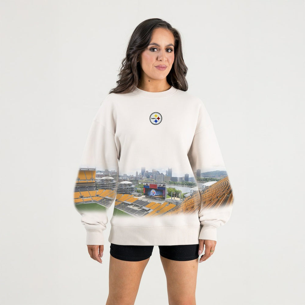 Pittsburgh Steelers Gameday Couture Women's Power Move Stadium Premium Drop Shoulder Sweatshirt Natural - NFL