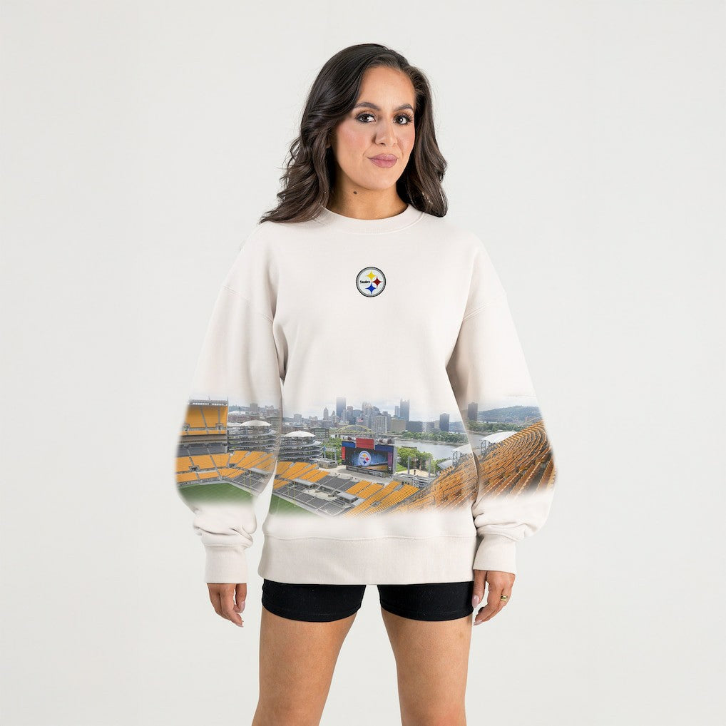 Pittsburgh Steelers Gameday Couture Women's Power Move Stadium Premium Drop Shoulder Sweatshirt Natural - NFL