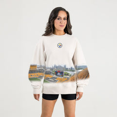 Pittsburgh Steelers Gameday Couture Women's Power Move Stadium Premium Drop Shoulder Sweatshirt Natural - NFL